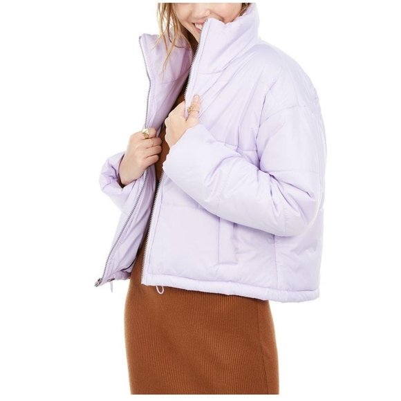 Celebrity Pink Juniors' Cropped Puffer Coat Purple Size 2 Extra Large